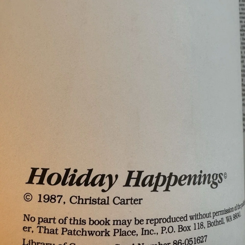 Holiday Happenings Cristal Carter Quilting‎ Book Vintage 1987 Paperback